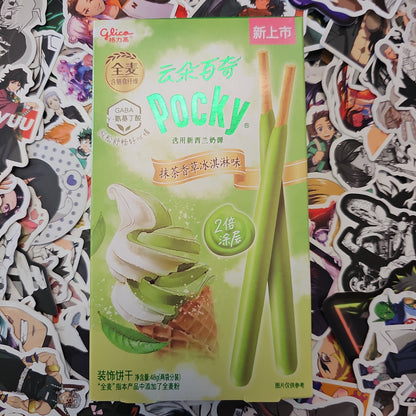 Pocky Clouds (Matcha Vanilla Swirl Ice Cream)